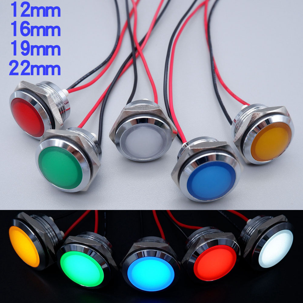 Signal Panel Orange - Lampu indikator LED logam, cahaya 12mm