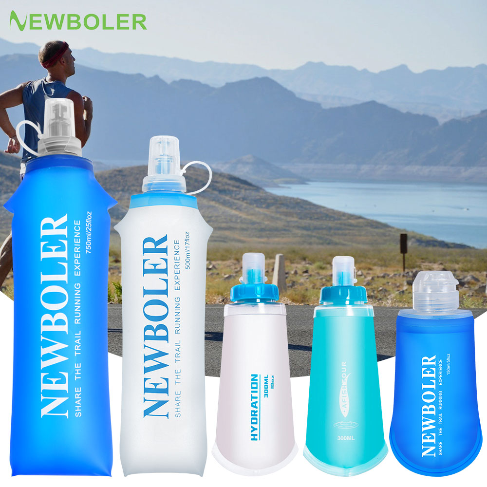 Water Bag Collapsible - 150/250/300/500/750ml luar ruangan dilipat silikon gigit
