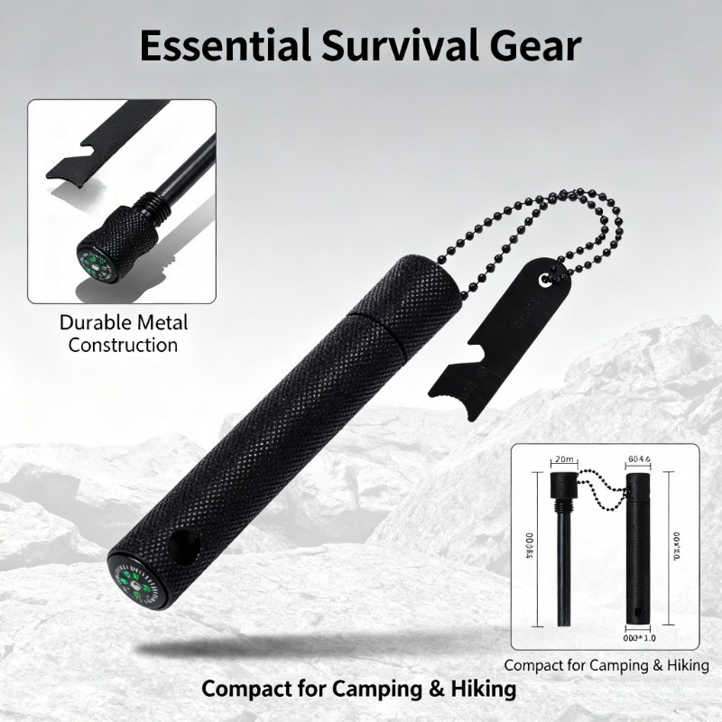 Magnesium Fire Starter - Batang Magnesium dengan Kompas - Batu