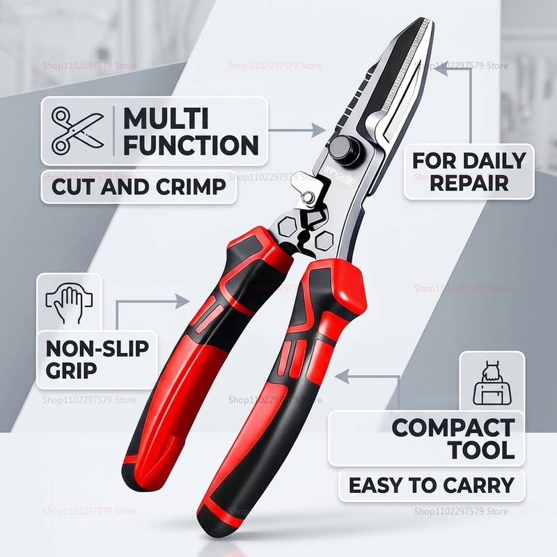 Multi Tool Plier - Gunting Listrik Multifungsi, Pemotong Kabel, Alat