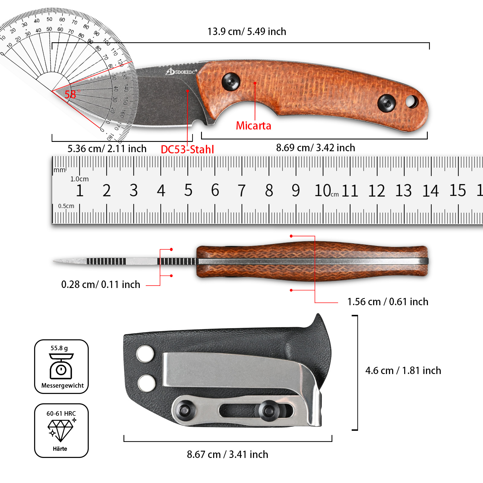 Pisau Pemotong EDC Baja SDOKED - Bushcraft Knife Fixed ulasan dan harga