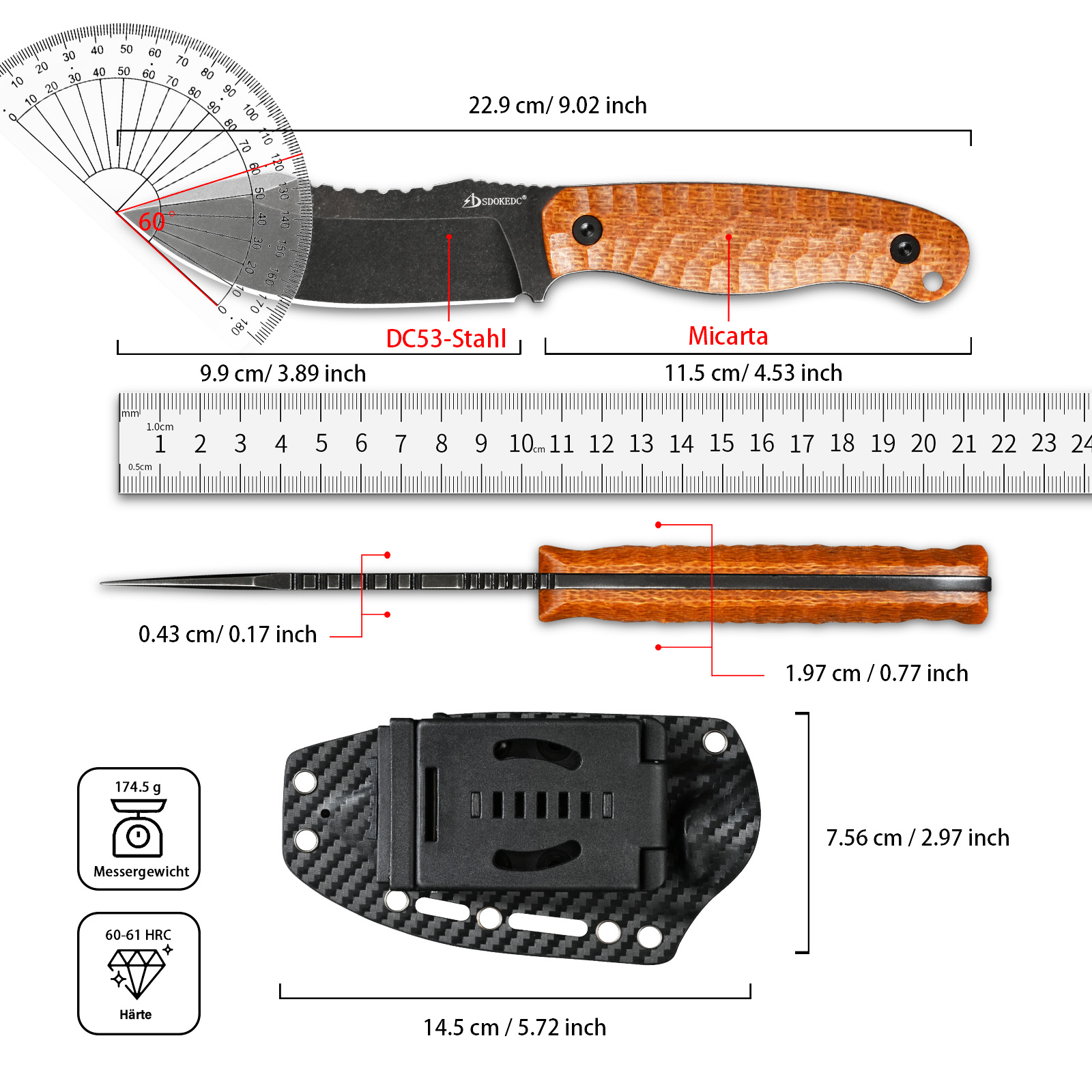 Pisau Utilitas Baja SDOKEDC DC - Bushcraft Knife Fixed ulasan dan harga