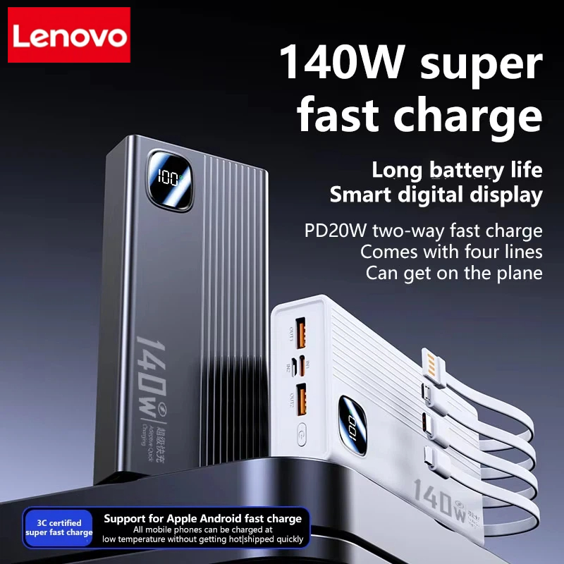 Lenovo 140W 200000mAh 4 in1 Ka - Solar Emergency Charger ulasan dan harga